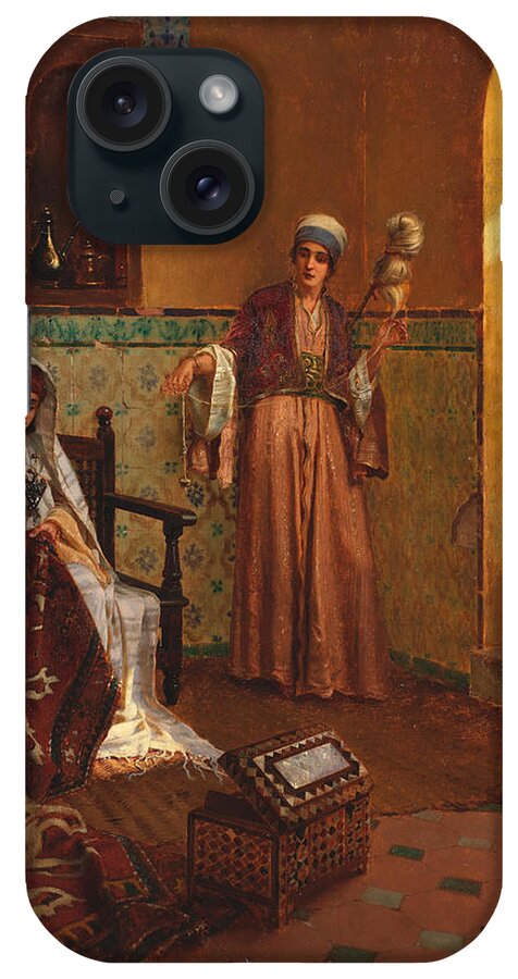 Rudolf Ernst (austrian iPhone Case featuring the painting RUDOLF ERNST The carpet makers by Artistic Rifki
