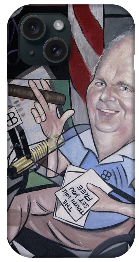 Rush Limbaugh iPhone Case featuring the painting Rush Limbough, Talent On Loan From God by Anthony Falbo