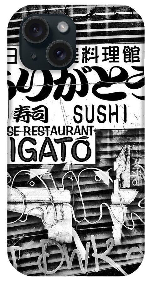 Sushi iPhone Case featuring the photograph Rustic Sign of a Sushi Restaurant by Tito Slack