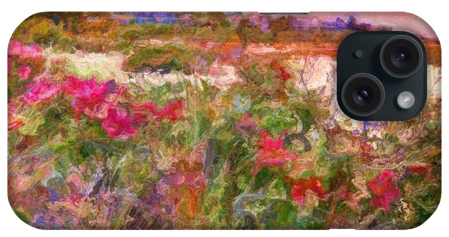 Sharkcrossing iPhone Case featuring the painting S Edgartown Shoreline Roses - Square by Lyn Voytershark