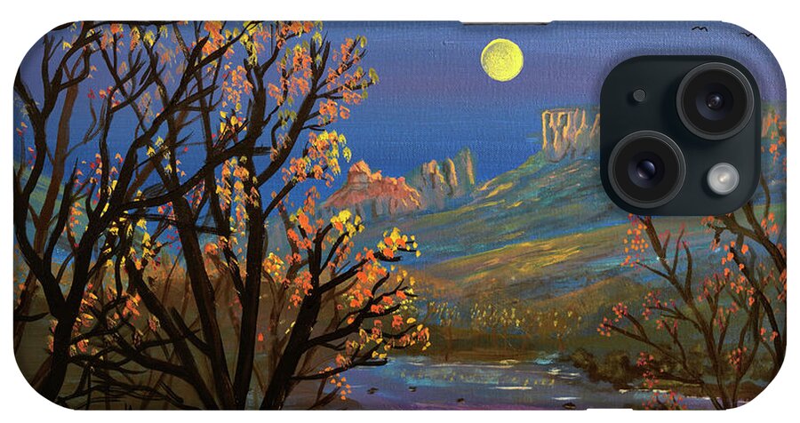 Sabino iPhone Case featuring the painting Sabino Canyon Moonrise by Chance Kafka