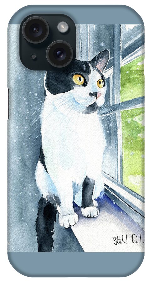 Cat Paintings iPhone Case featuring the painting Sadie Cat Painting by Dora Hathazi Mendes