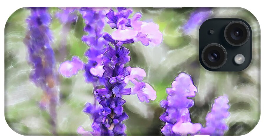 China iPhone Case featuring the digital art Sage Flowers Watercolor by Tanya Owens