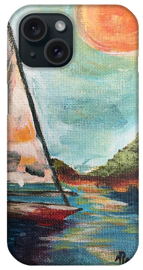 Sailboat Painting iPhone Case featuring the painting Sail by Catalina by Roxy Rich