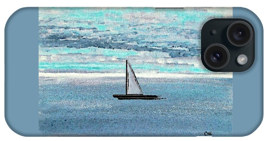 Sail iPhone Case featuring the painting Sailing the Waves and Clouds by Corinne Carroll