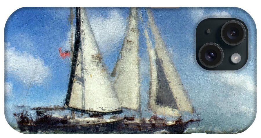 Sailing iPhone Case featuring the painting Sailing with Friends by Jon Neidert