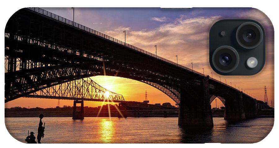 Saint Louis Print iPhone Case featuring the photograph Saint Louis Sunrise Over the Mississippi River by Gregory Ballos