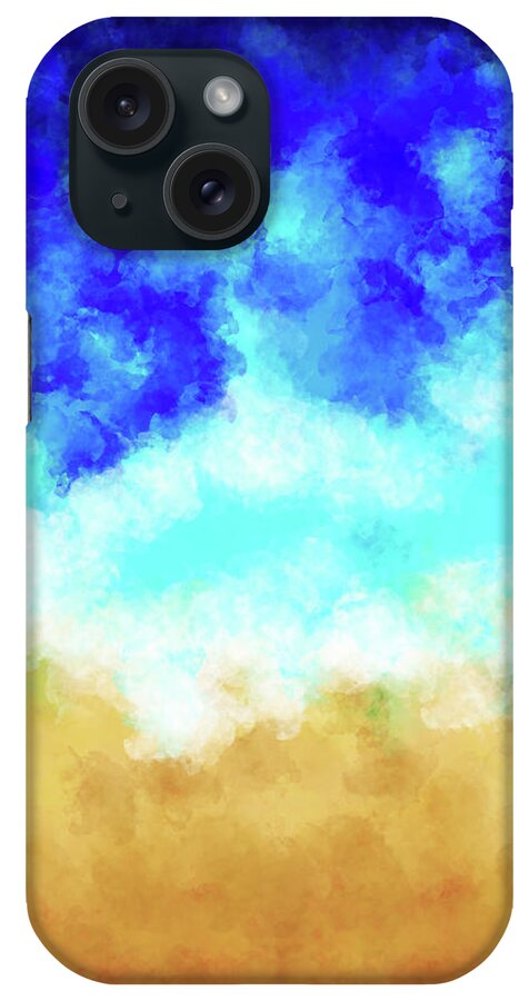 Sea iPhone Case featuring the mixed media Salt and Shore- Coastal - Contemporary Abstract - Abstract Expressionist painting - Blue, Sea, Sand by Studio Grafiikka