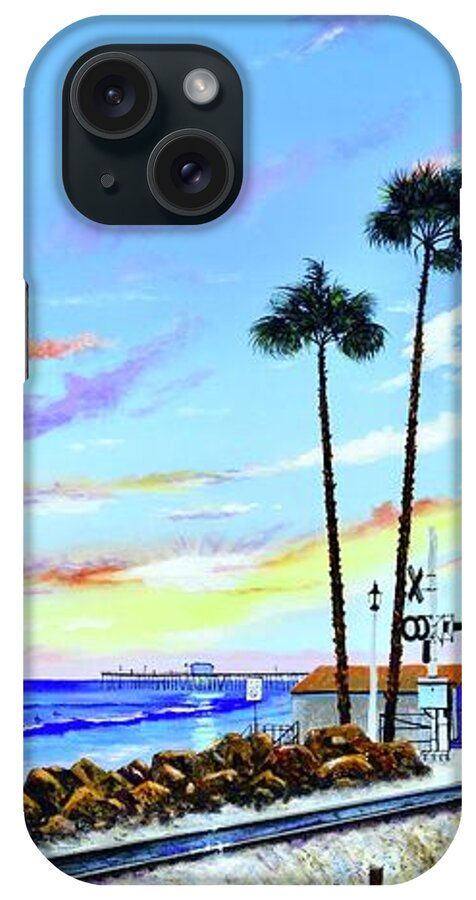 Rail Road iPhone Case featuring the painting San Clemente RR Crossing by Mary Scott