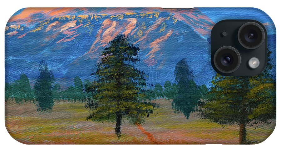 Flagstaff iPhone Case featuring the painting San Francisco Peaks Last Light, Flagstaff AZ by Chance Kafka
