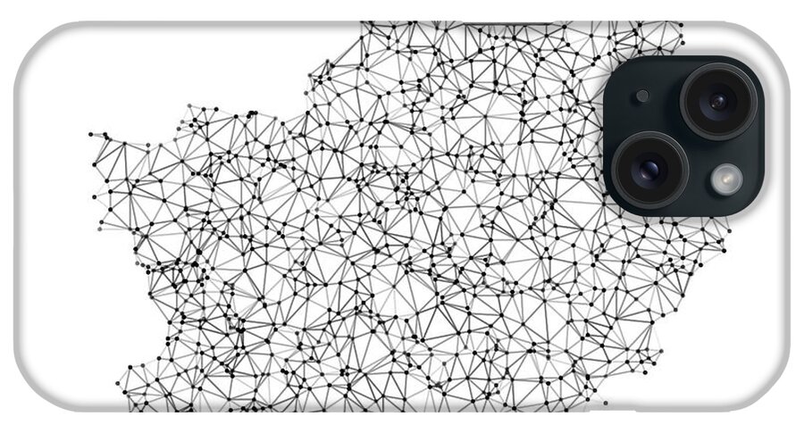 Abstract iPhone Case featuring the digital art San Marino Map Network Black And White by Frank Ramspott