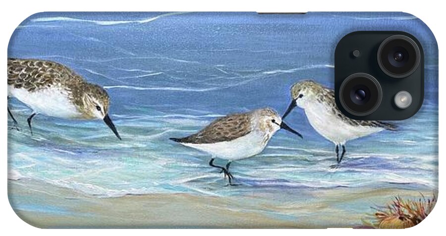 Ocean iPhone Case featuring the painting Sandpipers at Play by Sue Dinenno