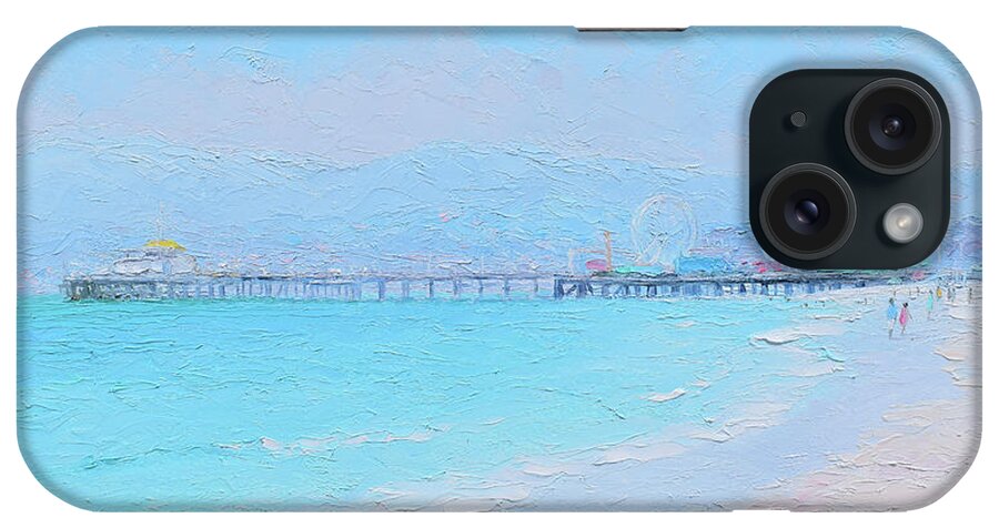 Santa Monica iPhone Case featuring the painting Santa Monica Pier Impression by Jan Matson