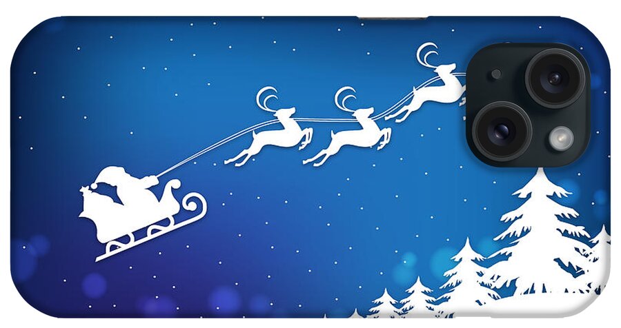 Santa iPhone Case featuring the digital art Santa's Sleigh And Reindeer Christmas Card by Serena King