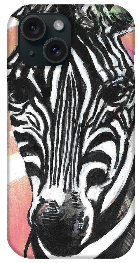 Pink Zebra iPhone Case featuring the painting Satisfaction In Stripes by Rene Capone