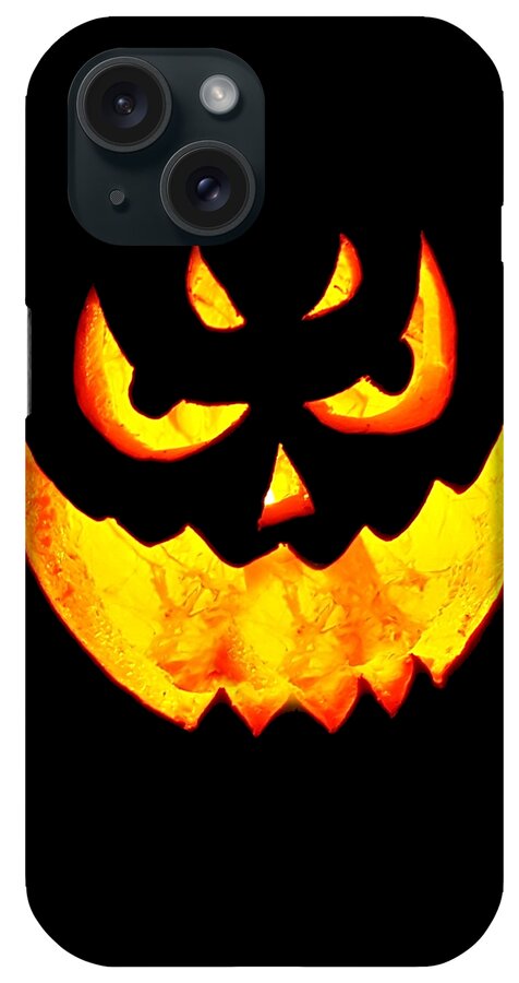 Jack O Lantern iPhone Case featuring the digital art Scary Glowing Pumpkin Halloween Costume by Flippin Sweet Gear