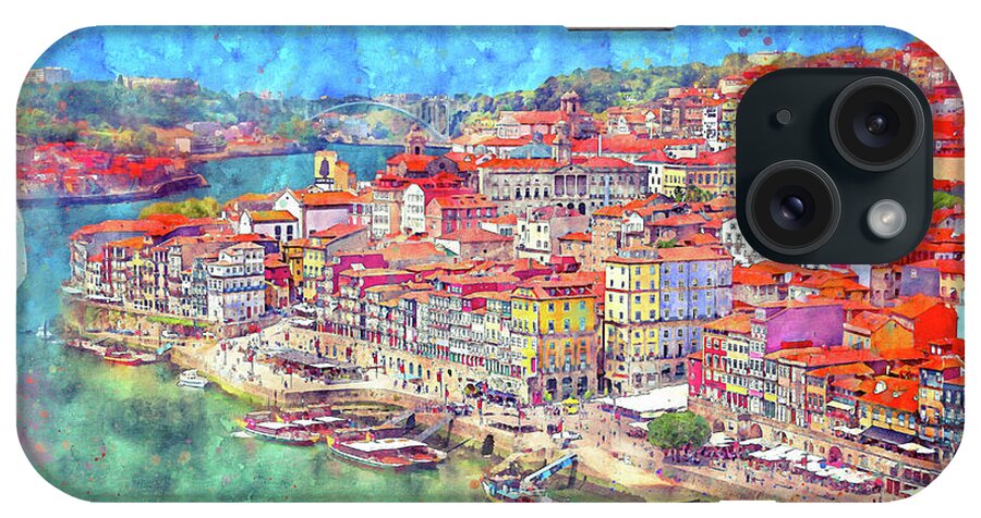 Porto iPhone Case featuring the photograph Scenes of Old Porto Portugal Watercolor by Carol Japp