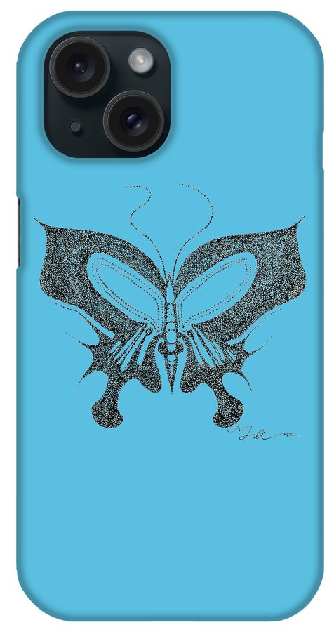 Abstract iPhone Case featuring the drawing Scent Of the Butterfly by Fei A