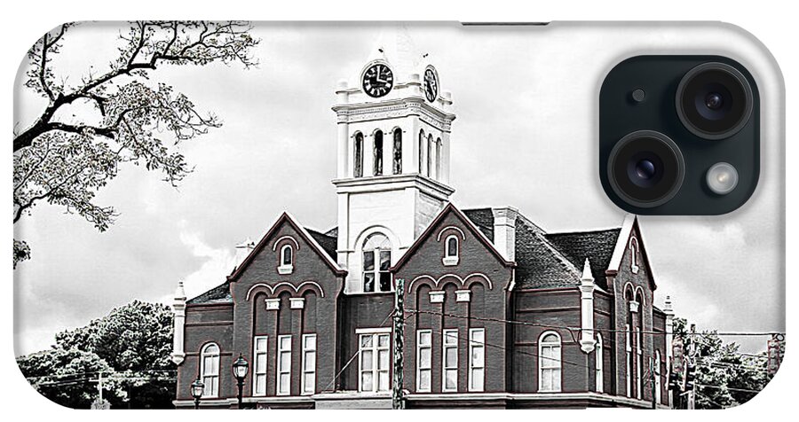  Schley Ellaville Courthouse Stores Square Caylee Hammock Brent Cobb iPhone Case featuring the photograph Schley County Courthouse 3 2 by Jerry Battle