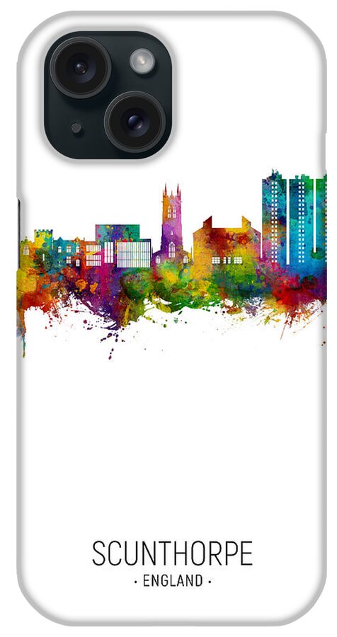 Scunthorpe iPhone Case featuring the digital art Scunthorpe England Skyline #13 by Michael Tompsett