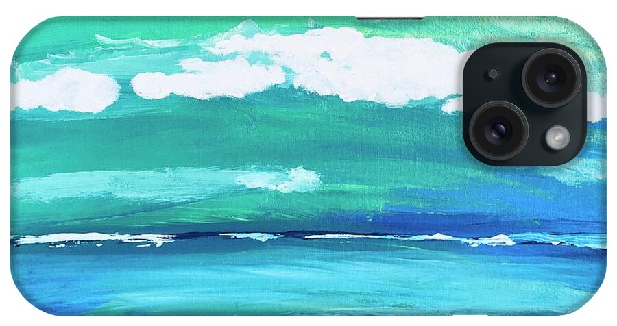 Blue iPhone Case featuring the painting Sea and Sky #1 by Karen Nicholson