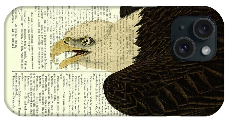 Sea Eagle iPhone Case featuring the digital art Sea Eagle Book Page Art by Madame Memento