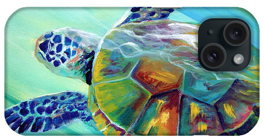 Sea Turtle iPhone Case featuring the painting Sea Turtle Celebration by Marionette Taboniar