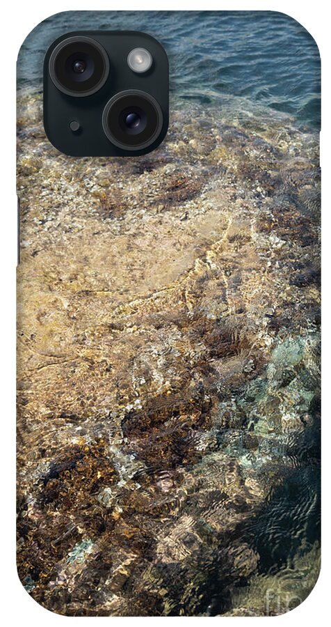 Mediterranean iPhone 15 Case featuring the photograph Sea water and rocks in a cove on the Mediterranean coast by Adriana Mueller