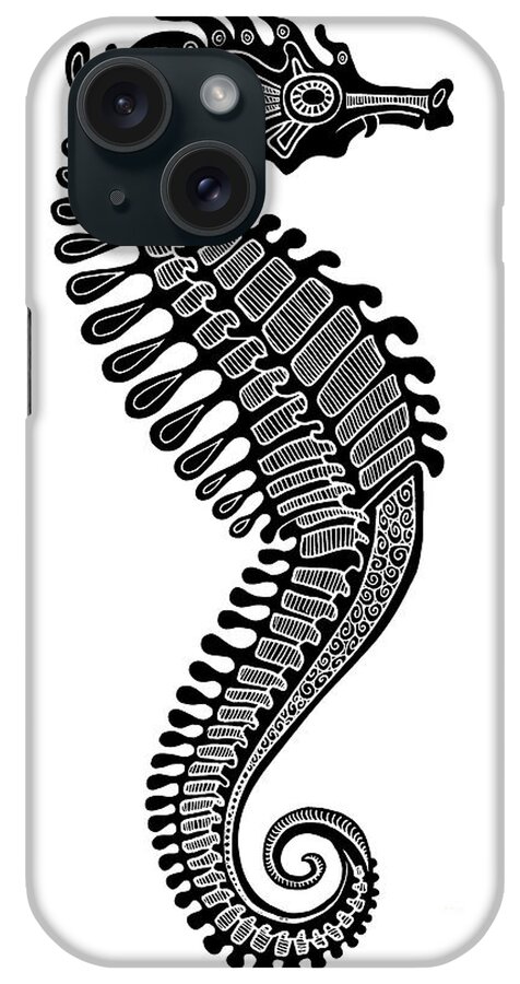 Seahorse iPhone Case featuring the drawing Seahorse Ink 5 by Amy E Fraser