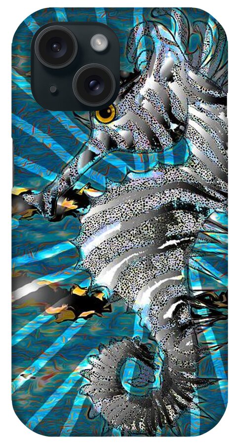 Seahorse iPhone Case featuring the drawing Seahorse Shehorse Seashore by Joan Stratton