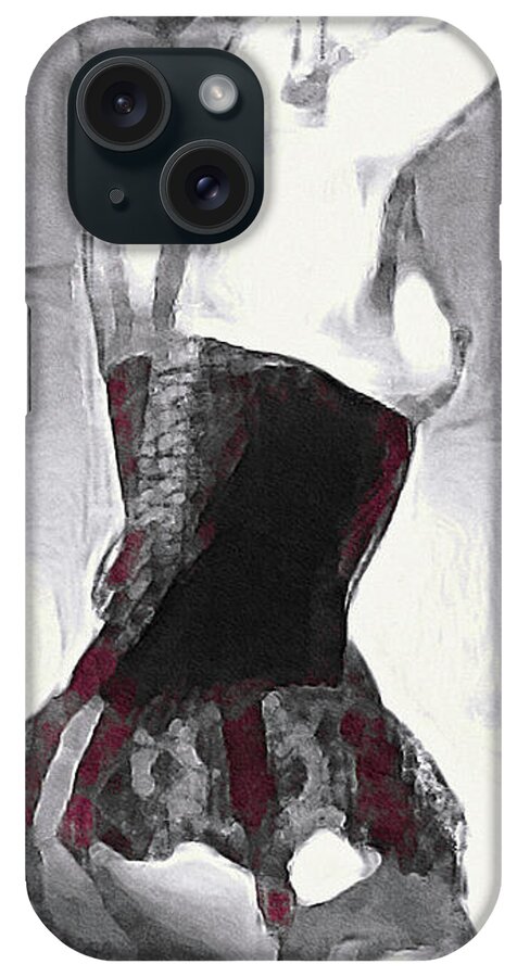 Seamed Stockings iPhone Case featuring the drawing Seamed Stockings by Susan Maxwell Schmidt