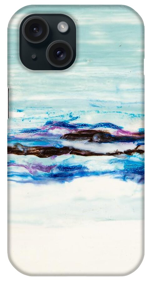 Abstract iPhone Case featuring the digital art Seaside Series I - Colorful Abstract Contemporary Acrylic Painting by Sambel Pedes