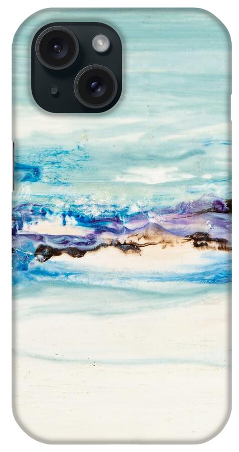 Abstract iPhone Case featuring the digital art Seaside Series II - Colorful Abstract Contemporary Acrylic Painting by Sambel Pedes