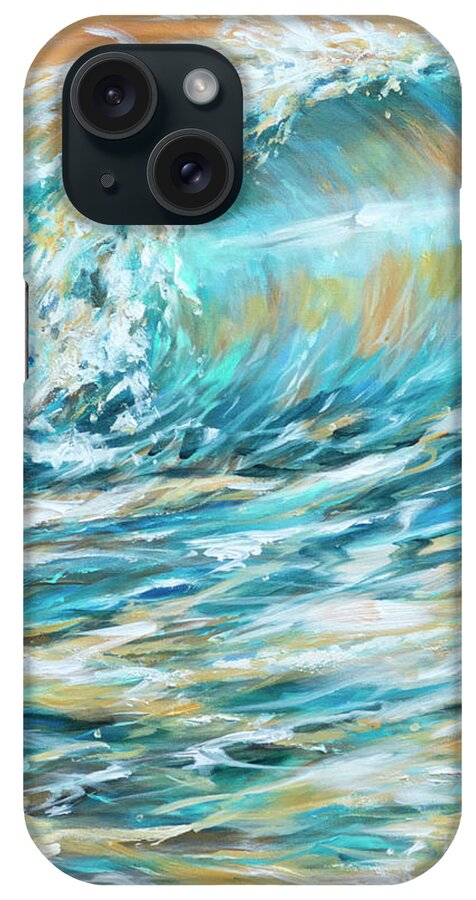 Beach iPhone Case featuring the painting Seaspray Gold by Linda Olsen