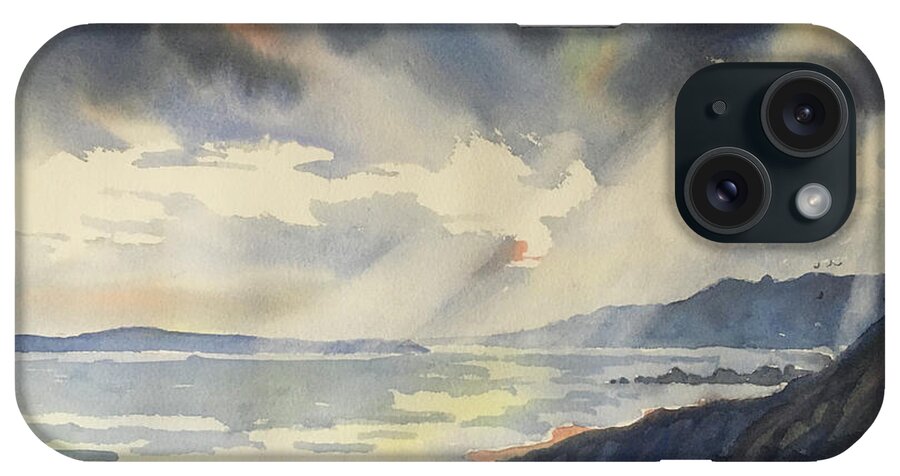 Watercolour iPhone Case featuring the painting Sea,Storm and Sky by Glenn Marshall