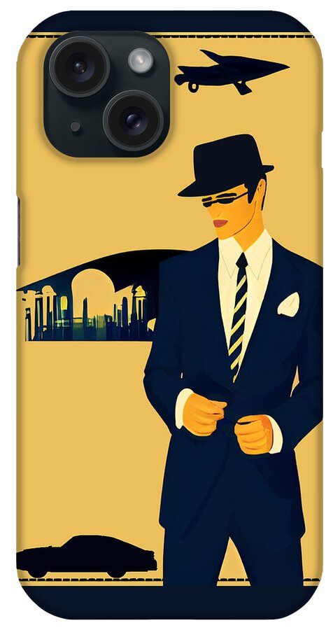 Cool Art iPhone Case featuring the digital art Secret Agent Man - Vintage Pop Art by Ronald Mills