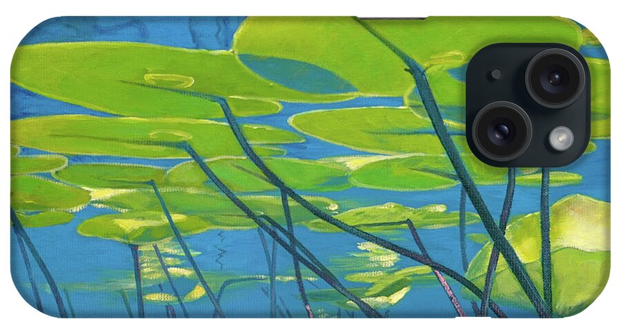 Water Lilies iPhone Case featuring the painting Seerosen, Wasser by Uwe Fehrmann