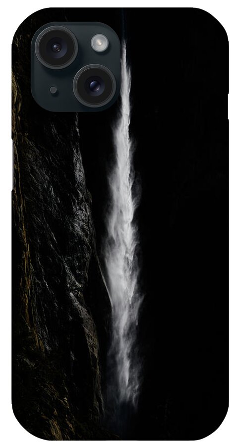 Yosemite National Park Travel Fall Colors Landscape Nature Phot iPhone Case featuring the photograph Selectively Lit Waterfall in Yosemite Valley by Jeff Sullivan