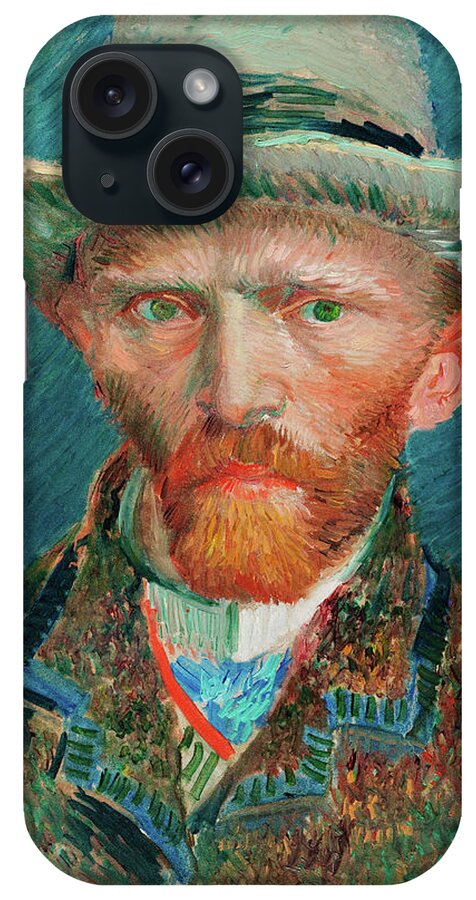 Vincent Van Gogh iPhone Case featuring the painting Self-Portrait, 1887, Vincent Van Gogh by Kithara Studio