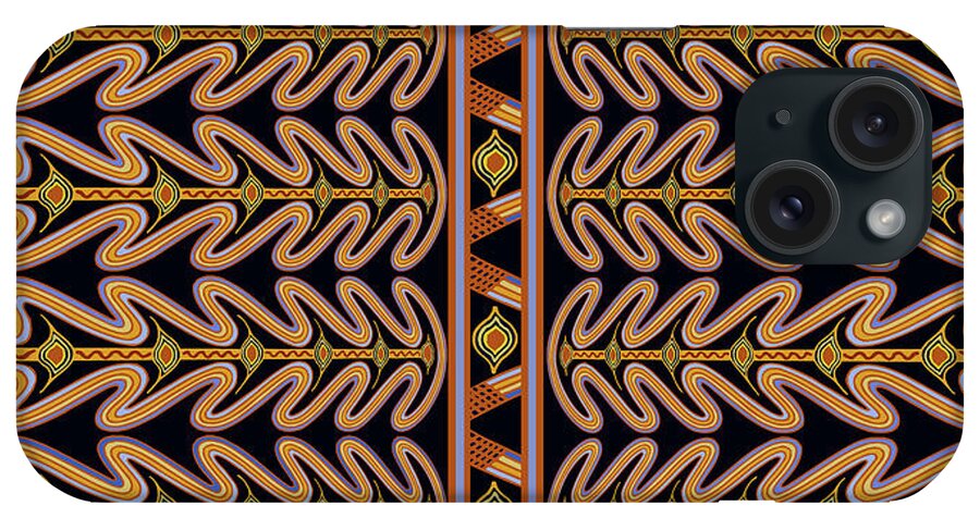 Septik Tribal Indian Serpents iPhone Case featuring the drawing Sepik Tribal Serpents by Vagabond Folk Art - Virginia Vivier