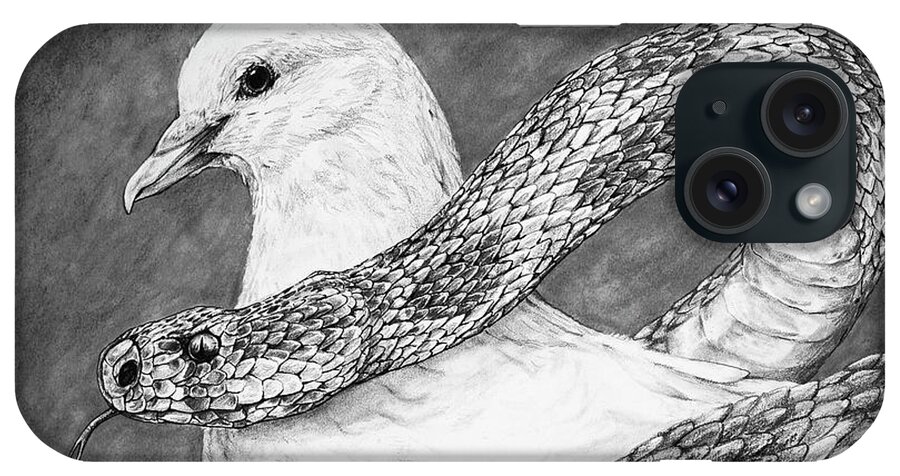 Dove iPhone Case featuring the drawing Serpent and Dove by Aaron Spong