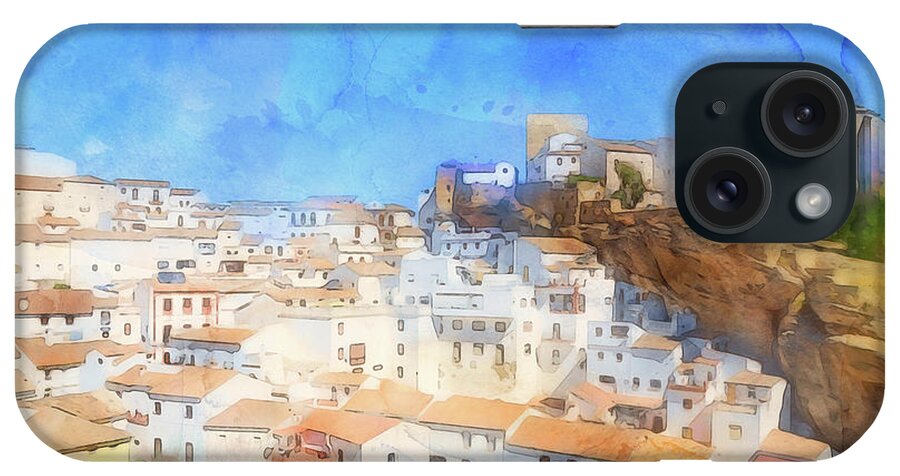 Setenil De Las Bodegas iPhone Case featuring the painting Setenil de las Bodegas - 01 by AM FineArtPrints