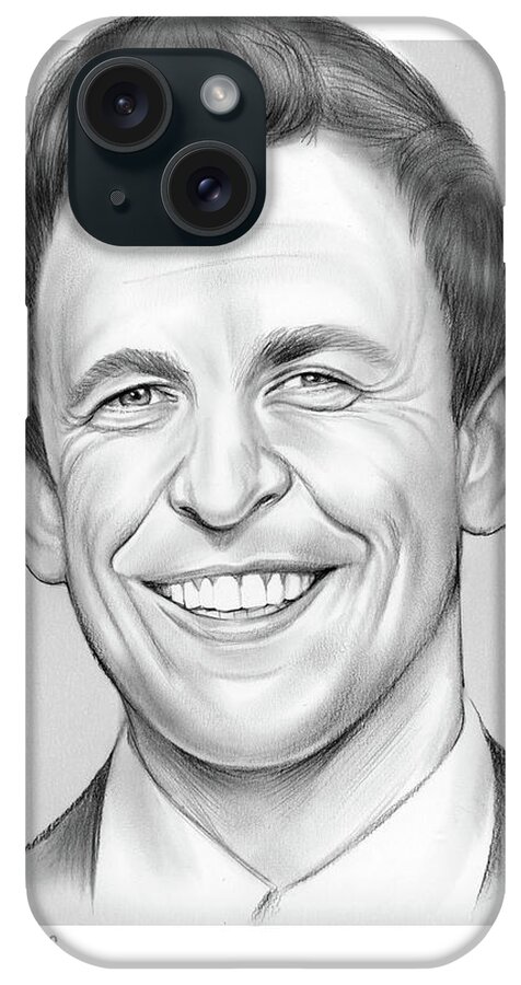 Seth Meyers iPhone Case featuring the drawing Seth Meyers by Greg Joens