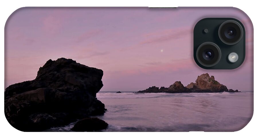 Bug Sur iPhone Case featuring the photograph Setting Moon At Dawn - Big Sur by Stephen Vecchiotti