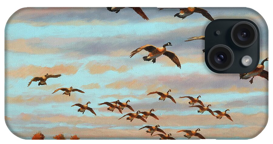 Geese iPhone Case featuring the painting Settling In by Guy Crittenden