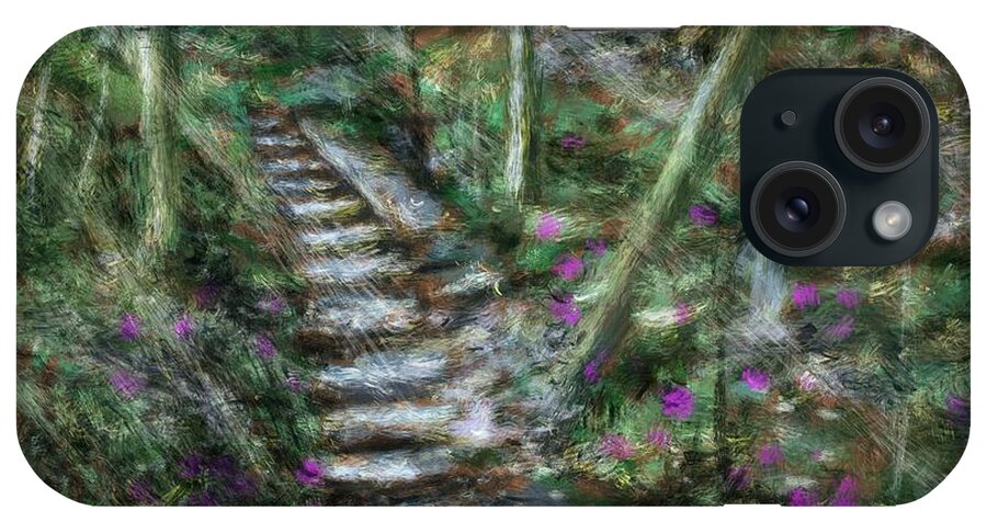 Seven Bridges iPhone Case featuring the painting Seven Bridges Trail Steps by Larry Whitler