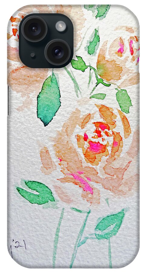 Roses iPhone Case featuring the painting Shabby Peach Roses by Roxy Rich