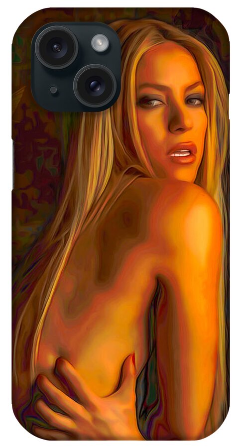 Shakira iPhone Case featuring the painting Shakira by Byron FLi Walker