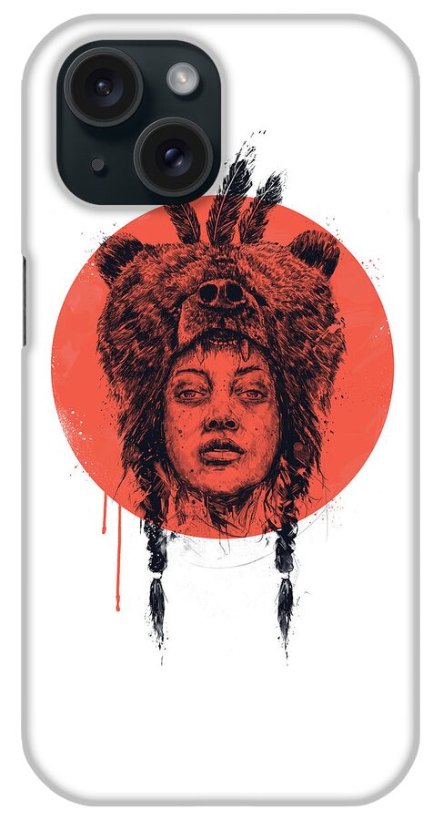 Girl iPhone Case featuring the drawing Shaman by Balazs Solti