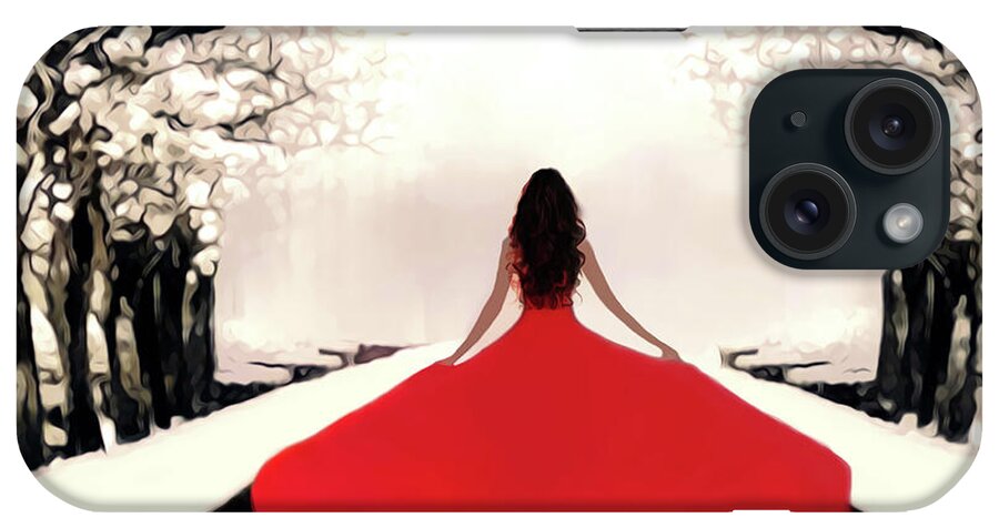 Snowy Path iPhone Case featuring the digital art She is following her dream by Eddie Eastwood